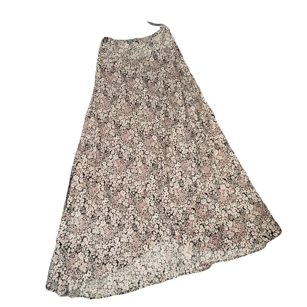 Japna Medium Maxi Skirt Wrap Floral Cream Pink Stretch Boho Festival Open Smock‎